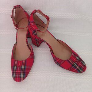FINAL SALE J. Crew Tartan Block Heels with Ankle Strap